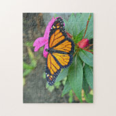 Monarch Butterfly Pink Floral Foto Legpuzzel (Verticaal)