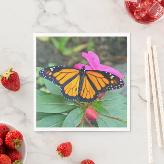 Monarch Butterfly Pink Floral Foto Servet (Insitu)