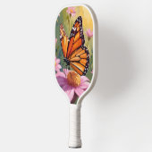 Monarch Butterfly Pink Flower Floral Painting Pickleball Paddle (Links)