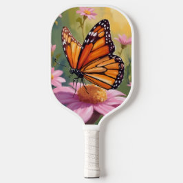 Monarch Butterfly Pink Flower Floral Painting Pickleball Paddle