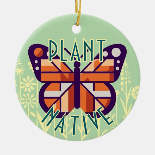 Monarch Butterfly Plant inheemse groene achtergron Keramisch Ornament (Voorkant)