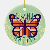 Monarch Butterfly Plant inheemse groene achtergron Keramisch Ornament (Achterkant)