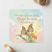 Monarch Butterfly Pollinator Classroom Valentine Notitiekaartje (Voorkant / Achterkant in situ)