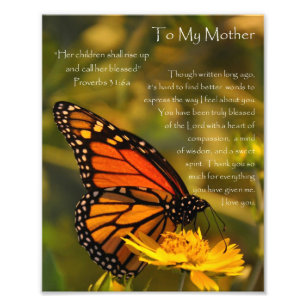 Monarch Butterfly "Proverbs 31:6" Moeder Hartelijk Foto Afdruk