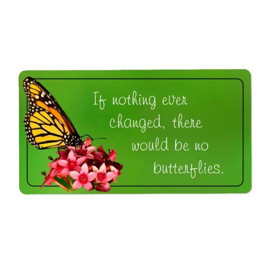 Monarch Butterfly Quote Natuur Fotografie Etiket (Voorkant)