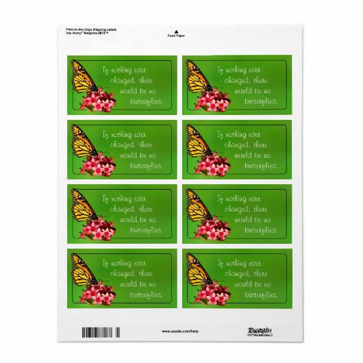 Monarch Butterfly Quote Natuur Fotografie Etiket (Full Sheet)