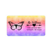 Monarch Butterfly Rainbow Adreslabel Etiket (Voorkant)
