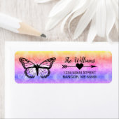 Monarch Butterfly Rainbow Retouradres Etiket (Insitu)