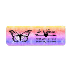 Monarch Butterfly Rainbow Return Adres Etiket