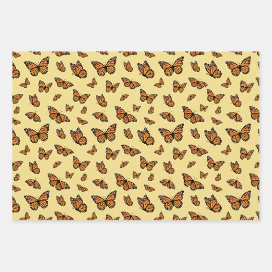Monarch Butterfly Random Flight Patroon Inpakpapier Vel (Voorkant 3)