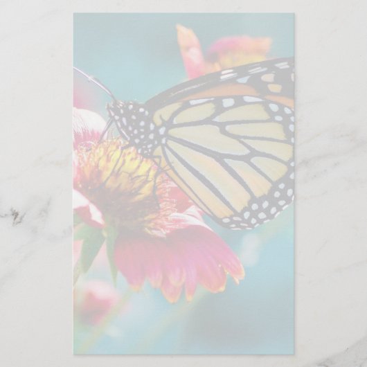 Monarch Butterfly Red Flower Briefpapier (Voorkant)