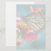 Monarch Butterfly Red Flower Briefpapier (Voorkant / Achterkant)