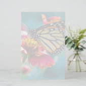 Monarch Butterfly Red Flower Briefpapier (Staand voorkant)