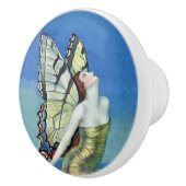 Monarch Butterfly Red Hair  Fairy Keramische Knop (Rechts)