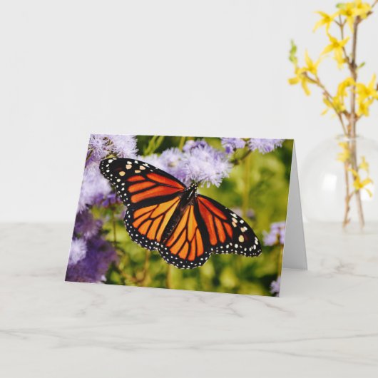 Monarch Butterfly Resting Scripting Note Kaart (Gele Bloem)