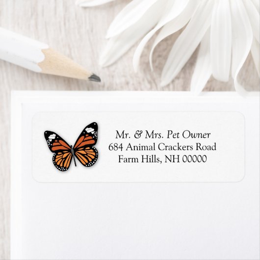 Monarch Butterfly Return Address Labkers Etiket (Insitu)