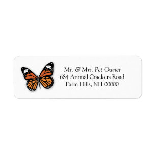 Monarch Butterfly Return Address Labkers Etiket