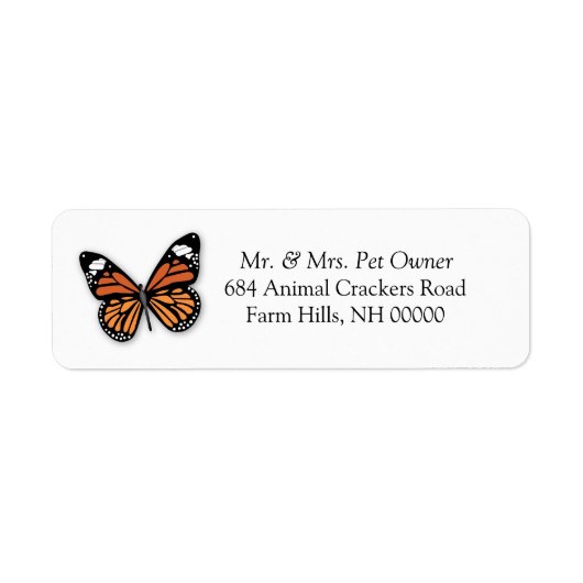 Monarch Butterfly Return Address Labkers Etiket (Voorkant)