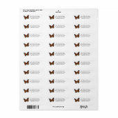 Monarch Butterfly Return Address Labkers Etiket (Full Sheet)