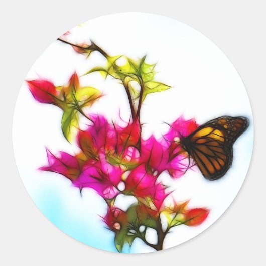 Monarch Butterfly Ronde Sticker (Voorkant)