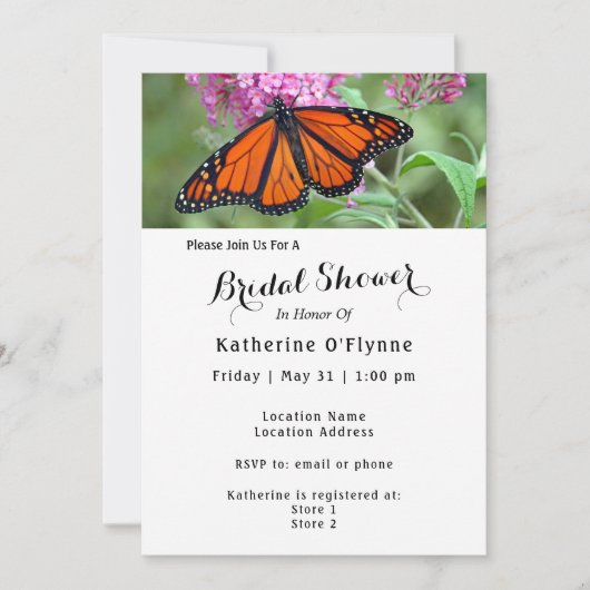  Monarch Butterfly Roze Bloemen Vrijgezellenfeest Kaart (Voorkant)