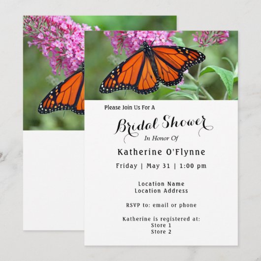  Monarch Butterfly Roze Bloemen Vrijgezellenfeest Kaart (Voorkant / Achterkant)