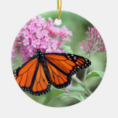  Monarch Butterfly roze Floral Foto Keramisch Ornament (Voorkant)
