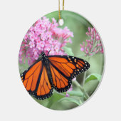  Monarch Butterfly roze Floral Foto Keramisch Ornament (Links)