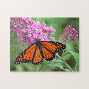 Monarch Butterfly roze Floral Foto Legpuzzel
