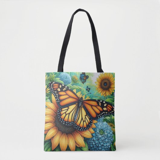 Monarch Butterfly rust op zonnebloemen Tote Bag (Voorkant)