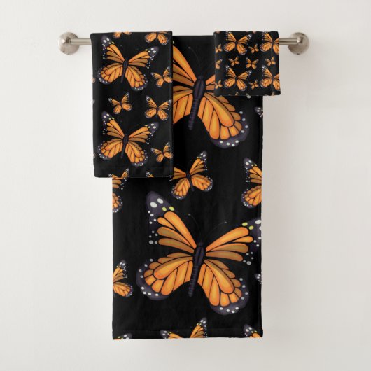 Monarch Butterfly Seamless Pattern Bath Towel Set Bad Handdoek (Insitu)