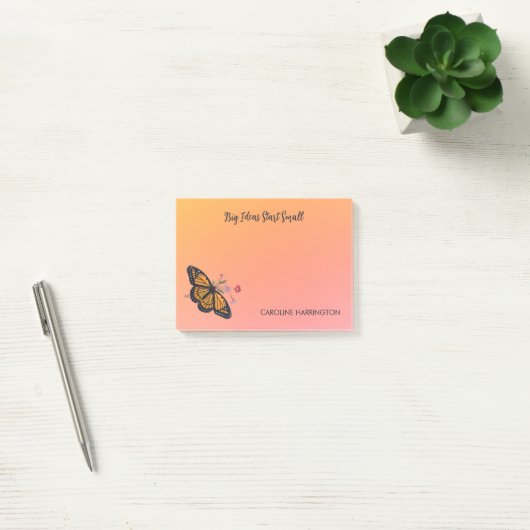 Monarch Butterfly Sinaasappel Goud Inspirerend Post-it® Notes (Kantoor)