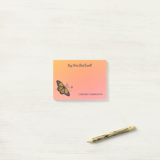 Monarch Butterfly Sinaasappel Goud Inspirerend Post-it® Notes (Op bureau)
