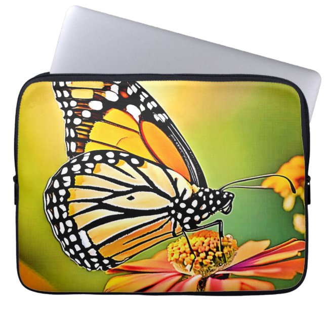 Monarch Butterfly Sip Design Laptop Sleeve (Voorkant)