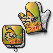 Monarch Butterfly Sip Design Ovenwant & Pannenlap Set (Voorkant / Achterkant)