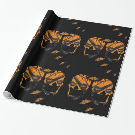Monarch Butterfly Skulls Black Halloween Cadeaupapier