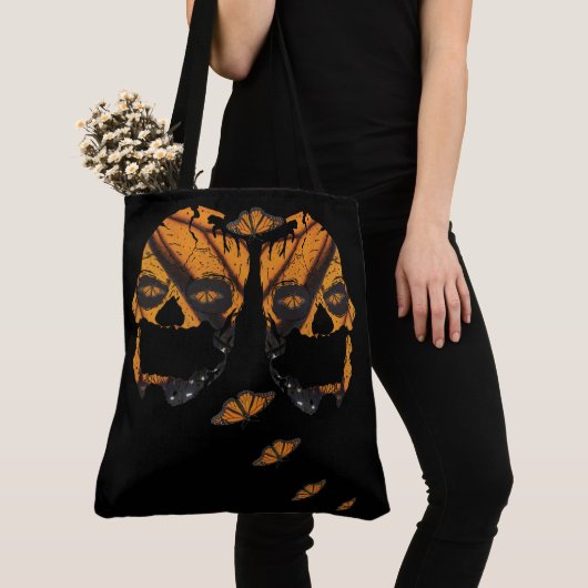Monarch Butterfly Skulls Canvas tas (Dichtbij)