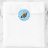 Monarch Butterfly Sky Blue Retouradres Ronde Sticker (Tas)