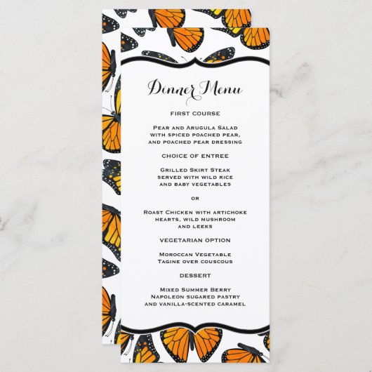 Monarch Butterfly Slim Dinner Menu (Voorkant / Achterkant)