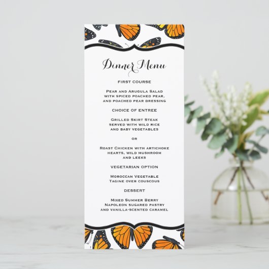 Monarch Butterfly Slim Dinner Menu