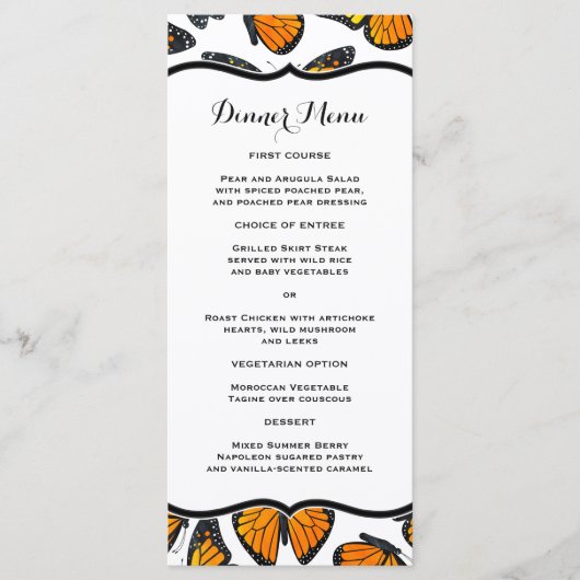 Monarch Butterfly Slim Dinner Menu (Voorkant)