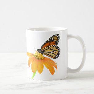 Monarch Butterfly Sunflower Flower Floral Garden Koffiemok