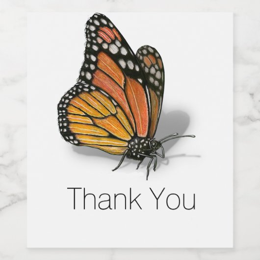 Monarch Butterfly  tekst Wijn Etiket (Enkel label)