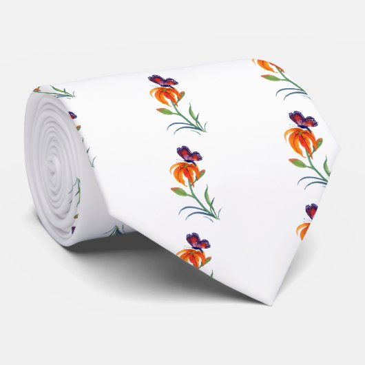 Monarch Butterfly & Tiger Lily Stropdas (Opgerold)