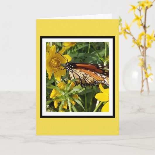 MONARCH BUTTERFLY - VERJAARDAG KAART (Gele Bloem)