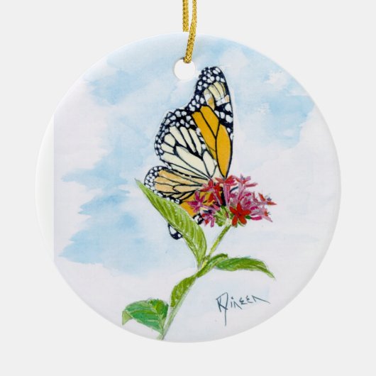 Monarch Butterfly-versiering Keramisch Ornament (Voorkant)