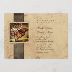 Monarch Butterfly Vintage Wedding Invitations Kaart