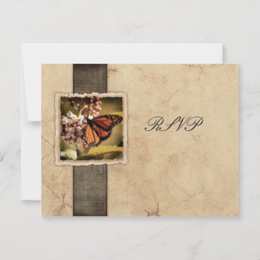 Monarch Butterfly Vintage Wedding RSVP (Achterkant)