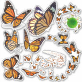 Monarch Butterfly Vlucht en levenscyclus blad Sticker (Voorkant)