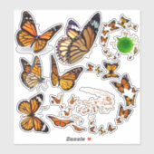 Monarch Butterfly Vlucht en levenscyclus blad Sticker (Vel)